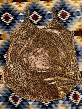 Bombom Metallic Leopard Print Top NWOT